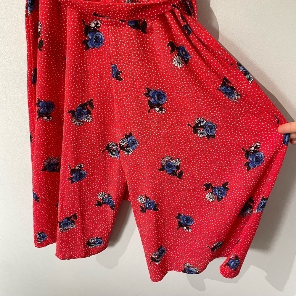 Ripe Wide Leg Jumpsuit Womens S Red Blue Floral Romper Casual Travel Summer EUC - Picture 8 of 8
